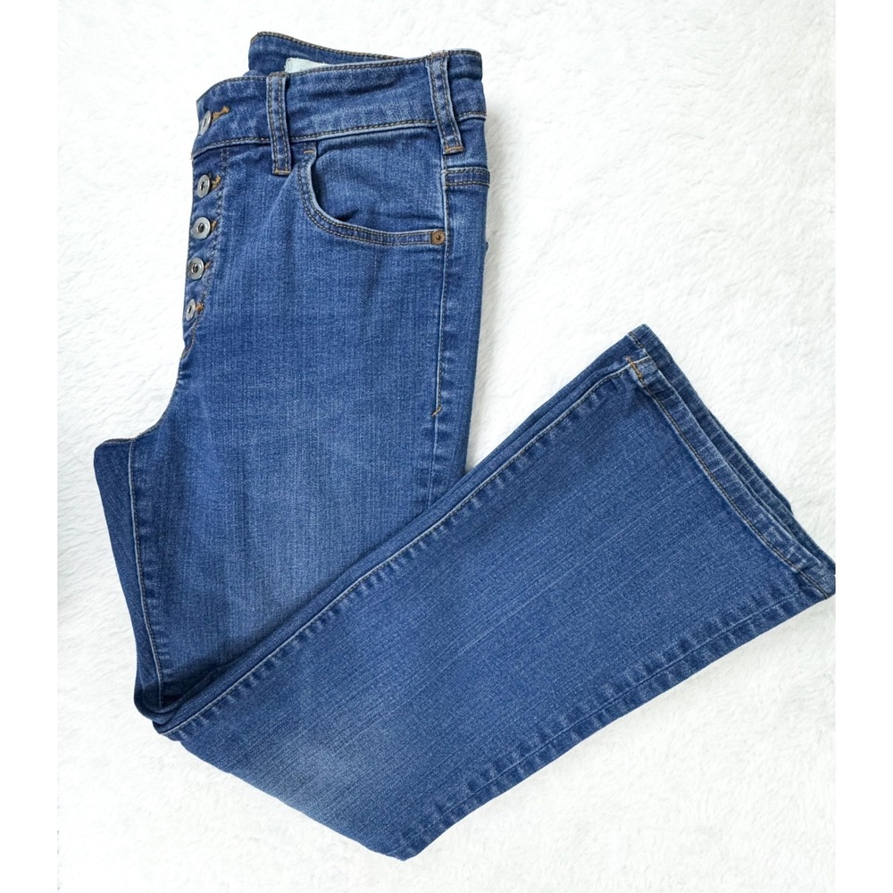 Pilcro and the Letterpress Jeans Womens 28 Blue High Rise Flare Button Fly Denim
